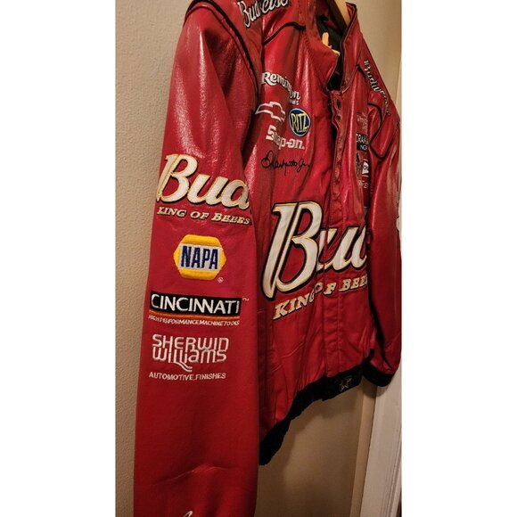 Dale Earnhardt Jr Nascar Budweiser Leather Jacket Size Medium - Picture 5 of 11